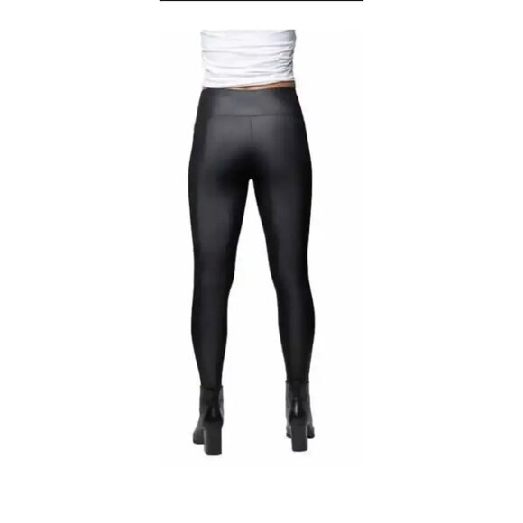 Jane and Bleecker Womens Small 2-4 Faux Leather Leggings Black Casual Comfort - Picture 1 of 5